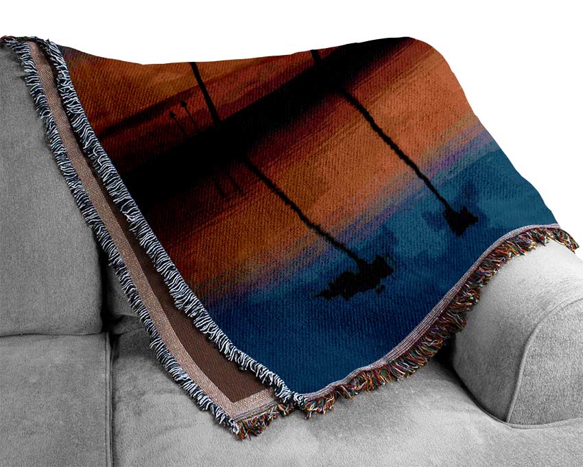 Stunning Reflections Of The Ocean Sky Woven Blanket