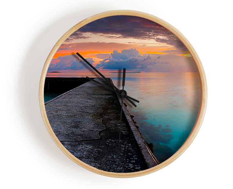 Turquoise Ocean Walk Clock - Wallart-Direct UK