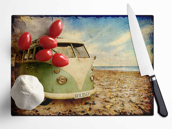 Surfs Up VW Camper Van Glass Chopping Board