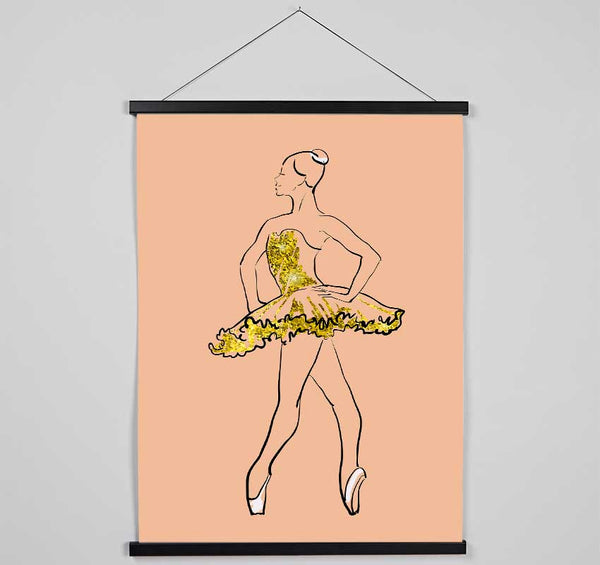 Golden White Ballerina Hanging Poster - Wallart-Direct UK