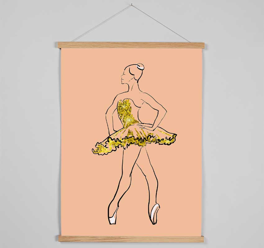 Golden White Ballerina Hanging Poster - Wallart-Direct UK