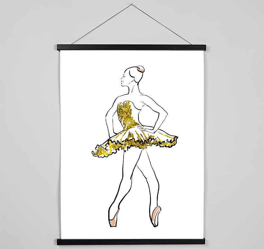 Golden Pink Ballerina 1 Hanging Poster - Wallart-Direct UK