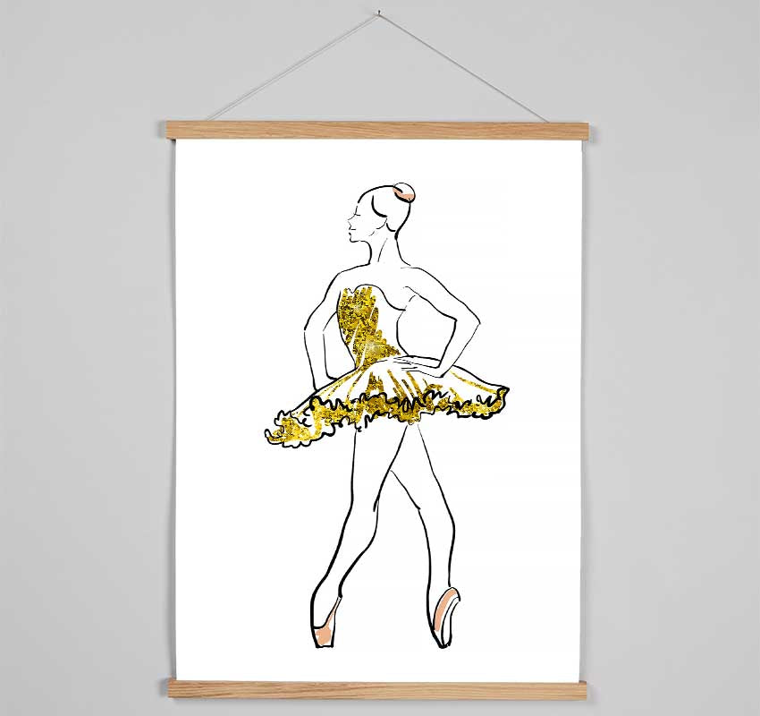 Golden Pink Ballerina 1 Hanging Poster - Wallart-Direct UK