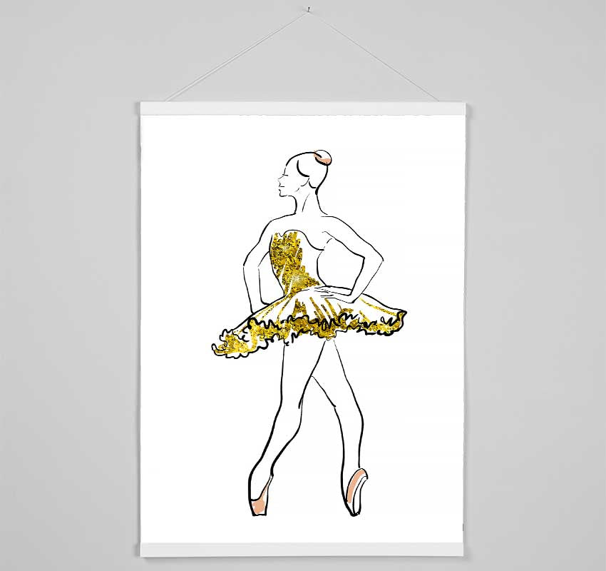 Golden Pink Ballerina 1 Hanging Poster - Wallart-Direct UK