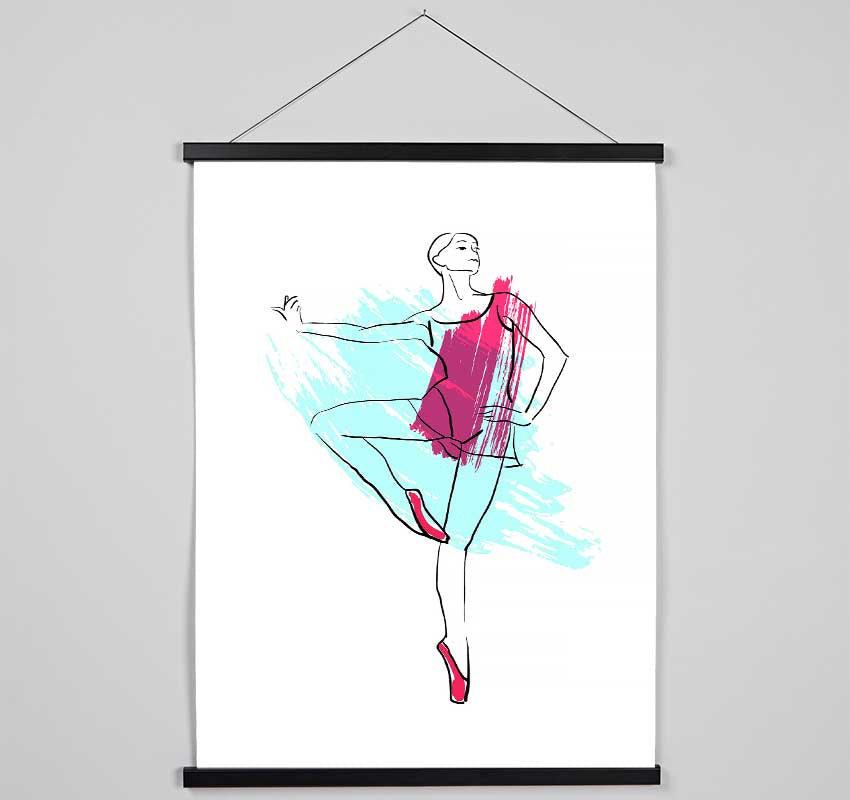 Blue Pink Ballerina 2 Hanging Poster - Wallart-Direct UK