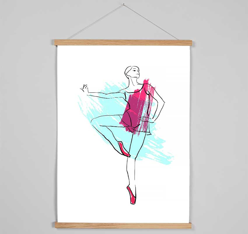 Blue Pink Ballerina 2 Hanging Poster - Wallart-Direct UK