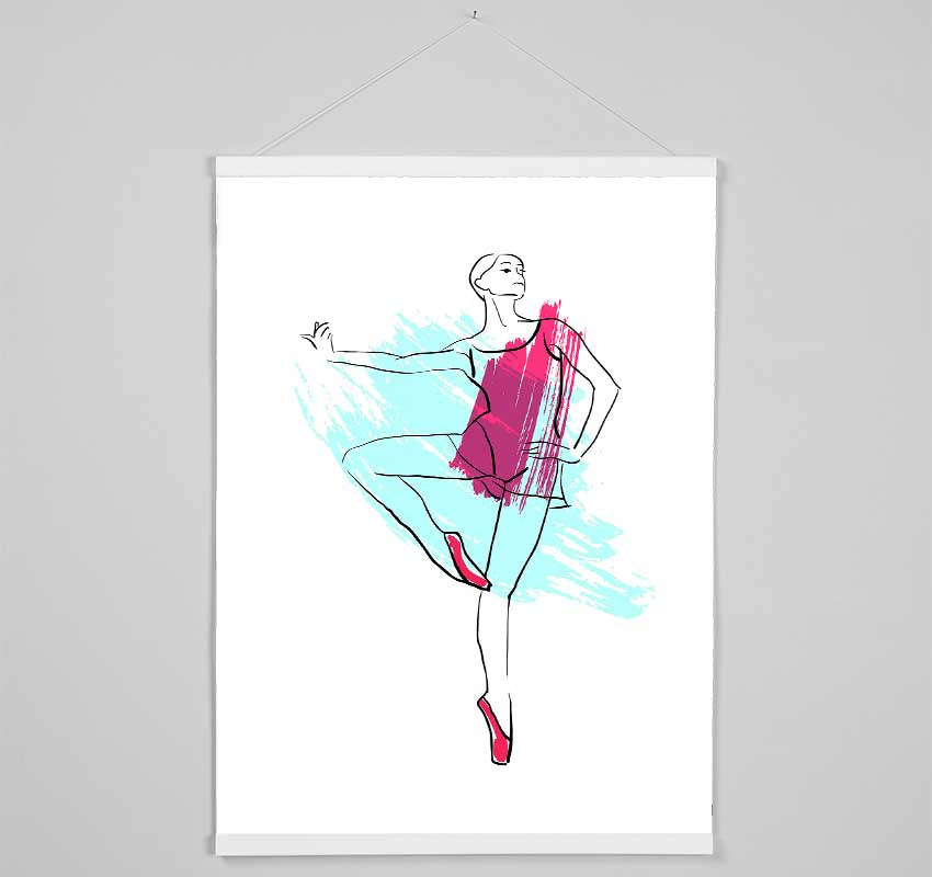 Blue Pink Ballerina 2 Hanging Poster - Wallart-Direct UK