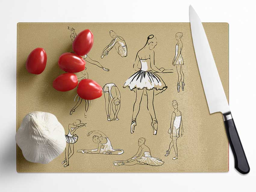 Beige White Ballerina 1 Glass Chopping Board