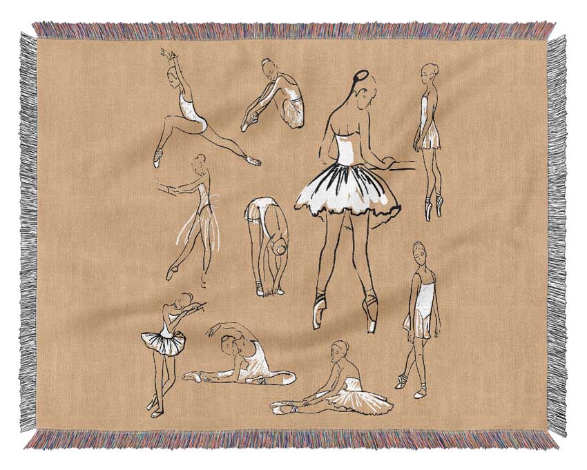 Beige White Ballerina 1 Woven Blanket