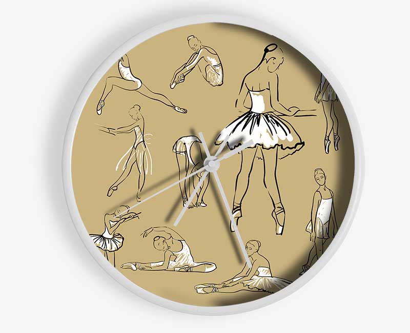 Beige White Ballerina 1 Clock - Wallart-Direct UK