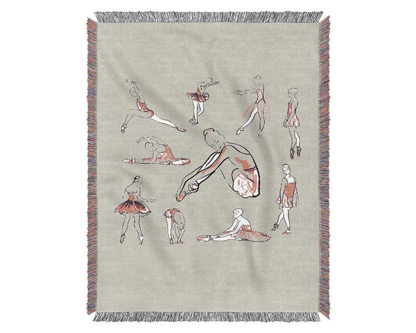 Pink White Ballerina 1 Woven Blanket