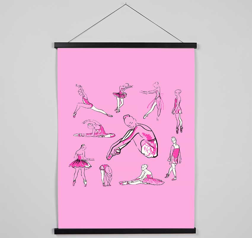 Pink White Ballerina 1 Hanging Poster - Wallart-Direct UK