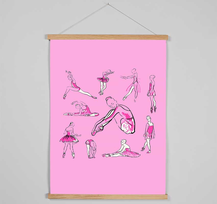 Pink White Ballerina 1 Hanging Poster - Wallart-Direct UK