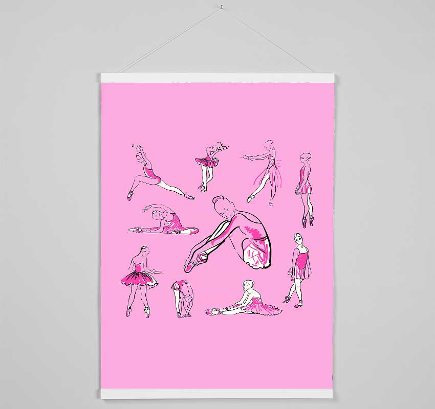 Pink White Ballerina 1 Hanging Poster - Wallart-Direct UK