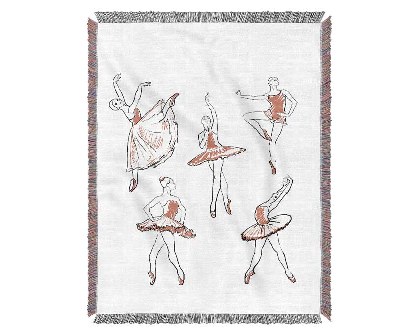 Pink White Ballerina 5 Woven Blanket