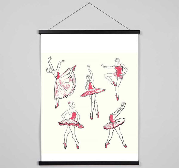 Pink White Ballerina 5 Hanging Poster - Wallart-Direct UK