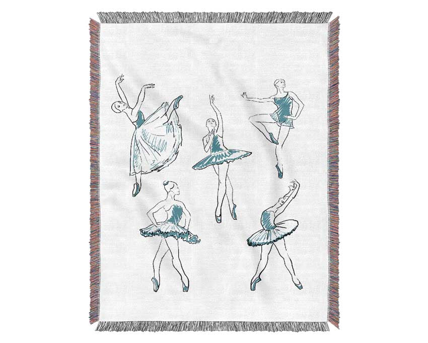 Blue Ballerina 3 Woven Blanket