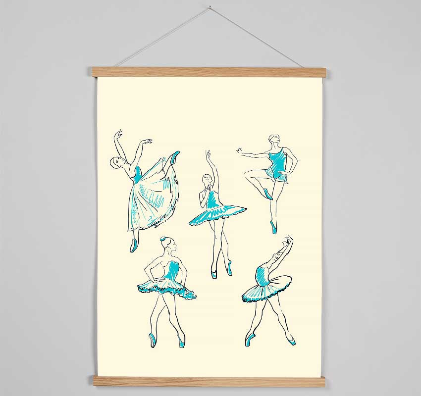 Blue Ballerina 3 Hanging Poster - Wallart-Direct UK