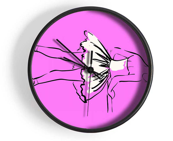 Pink White Ballerina 3 Clock - Wallart-Direct UK