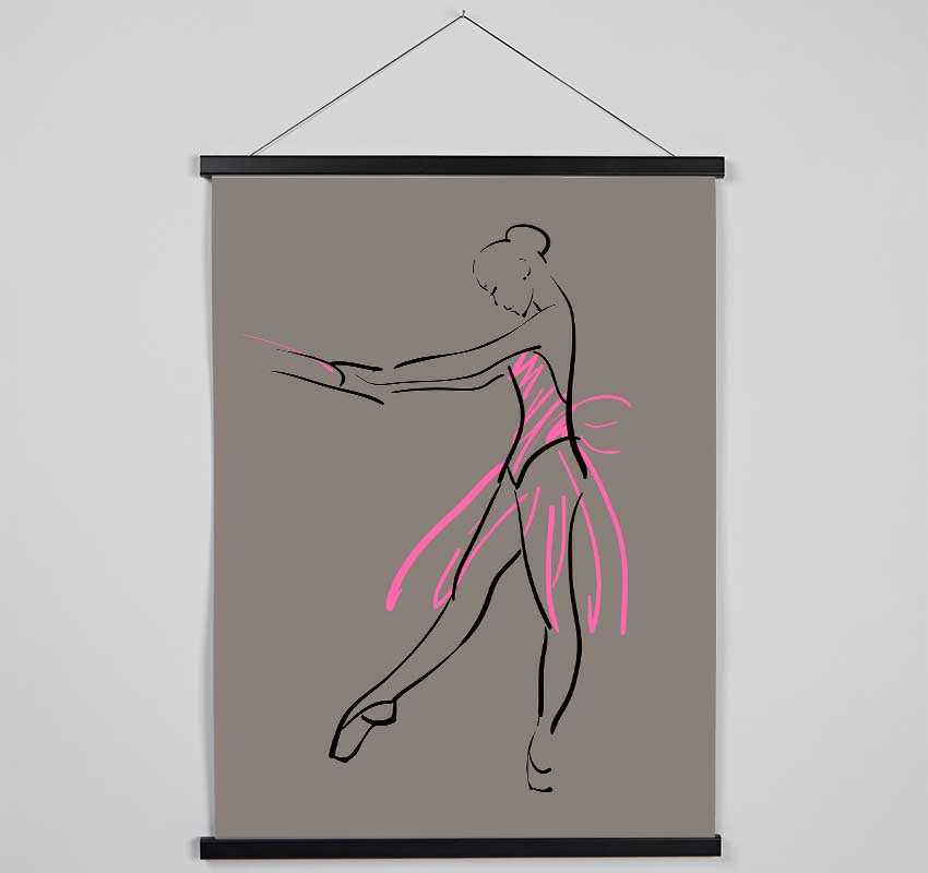 Grey Pink Ballerina 1 Hanging Poster - Wallart-Direct UK