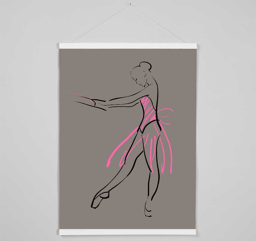 Grey Pink Ballerina 1 Hanging Poster - Wallart-Direct UK