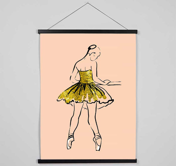 Golden Pink Ballerina 2 Hanging Poster - Wallart-Direct UK