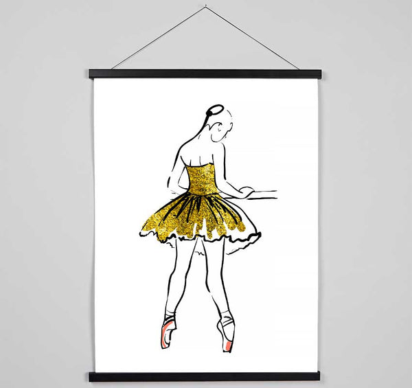 Golden Pink Ballerina 3 Hanging Poster - Wallart-Direct UK