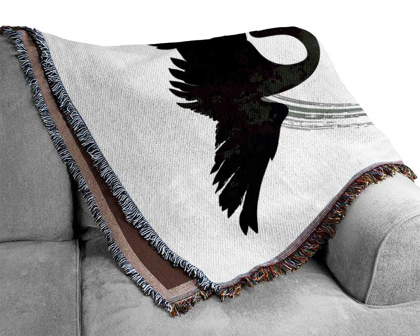 Japanese Cranes In The Circle Of Life Woven Blanket