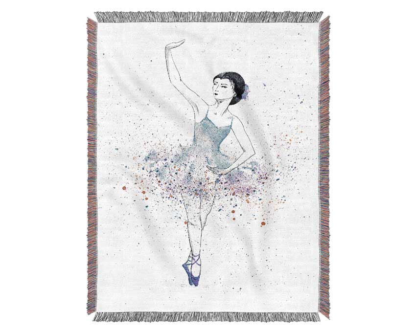 Blue Pink Ballerina 5 Woven Blanket