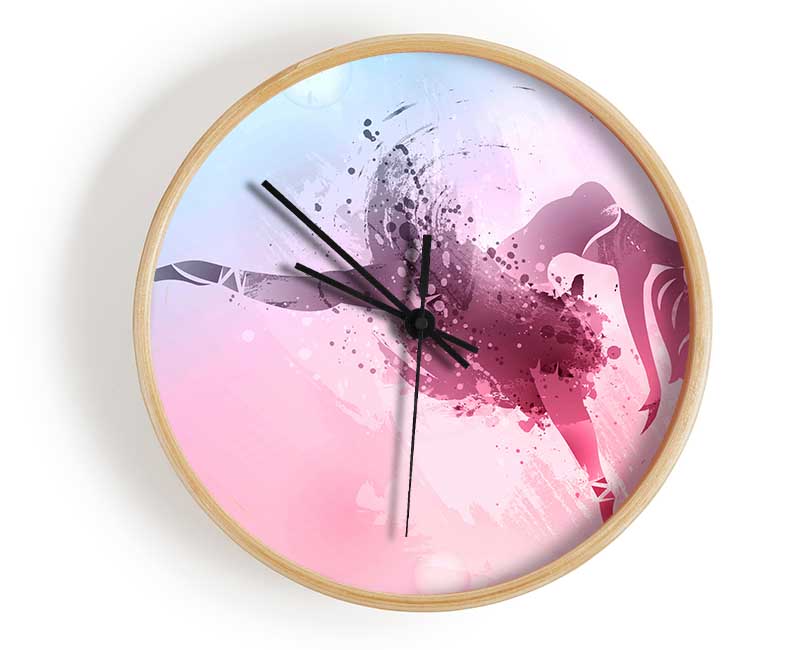 Blue Pink Ballerina 6 Clock - Wallart-Direct UK