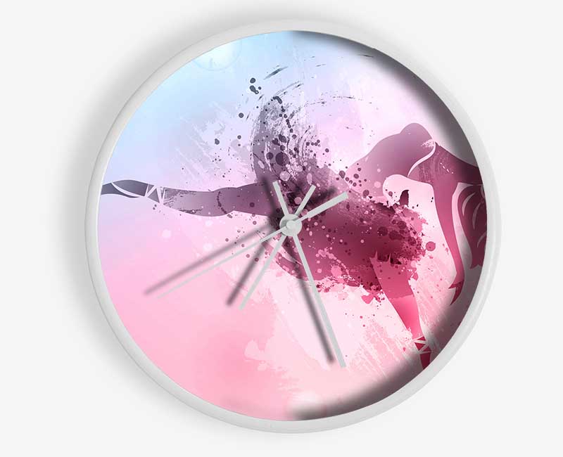 Blue Pink Ballerina 6 Clock - Wallart-Direct UK