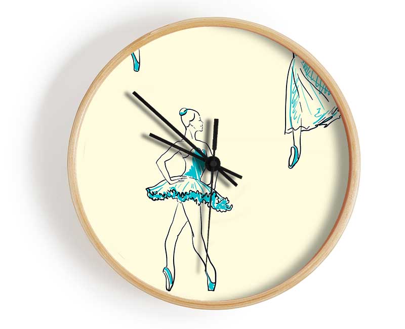 Blue Ballerina 7 Clock - Wallart-Direct UK