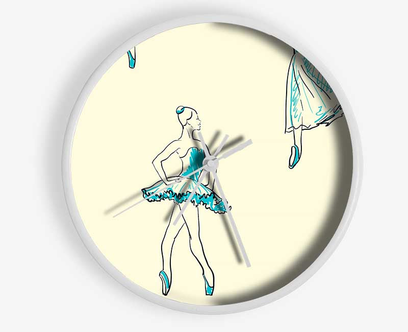 Blue Ballerina 7 Clock - Wallart-Direct UK