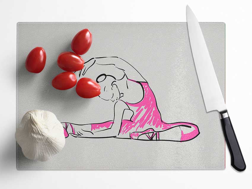 Grey Pink Ballerina 2 Glass Chopping Board