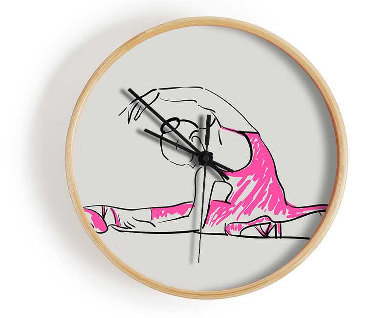 Grey Pink Ballerina 2 Clock - Wallart-Direct UK