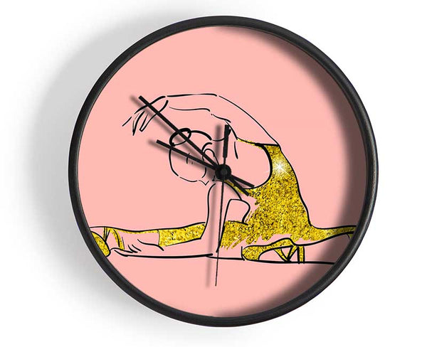 Golden Pink Ballerina 4 Clock - Wallart-Direct UK