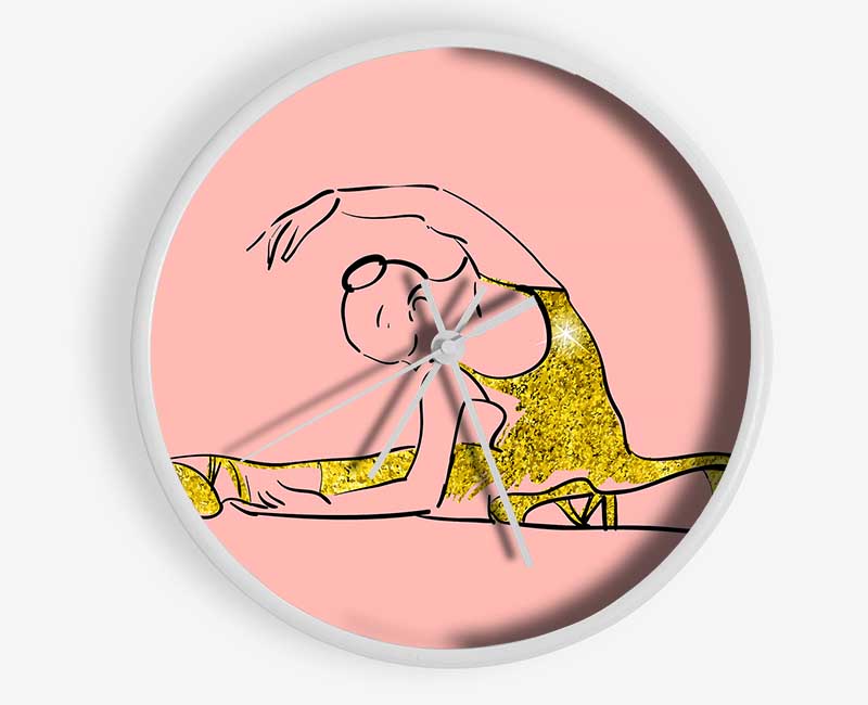 Golden Pink Ballerina 4 Clock - Wallart-Direct UK