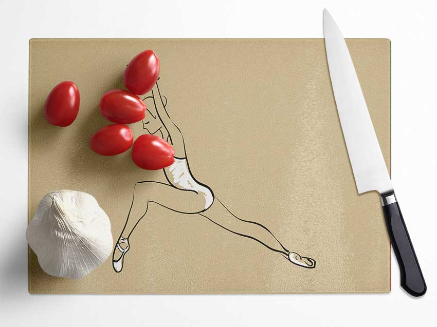 Beige White Ballerina 5 Glass Chopping Board