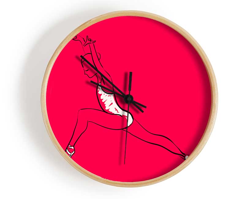 Pink White Ballerina 6 Clock - Wallart-Direct UK