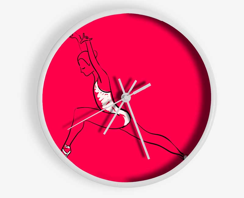 Pink White Ballerina 6 Clock - Wallart-Direct UK