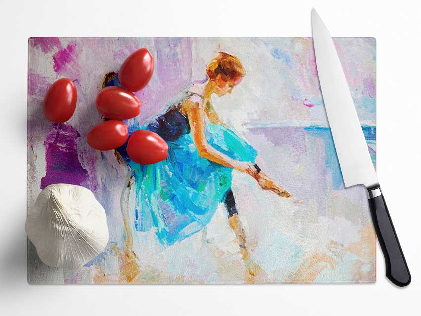 Blue Pink Ballerina 4 Glass Chopping Board