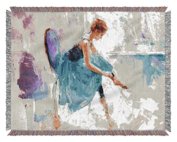 Blue Pink Ballerina 4 Woven Blanket