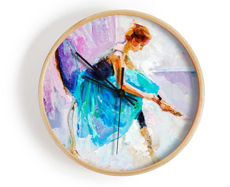 Blue Pink Ballerina 4 Clock - Wallart-Direct UK