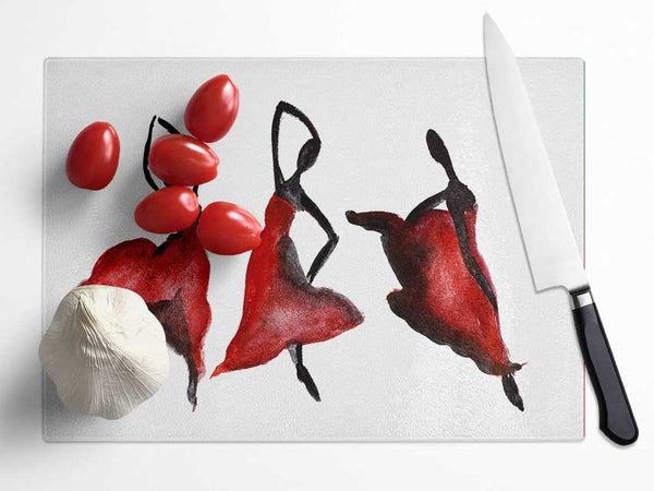 Red Ballarinas Glass Chopping Board