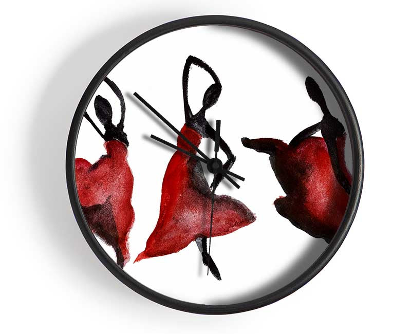 Red Ballarinas Clock - Wallart-Direct UK