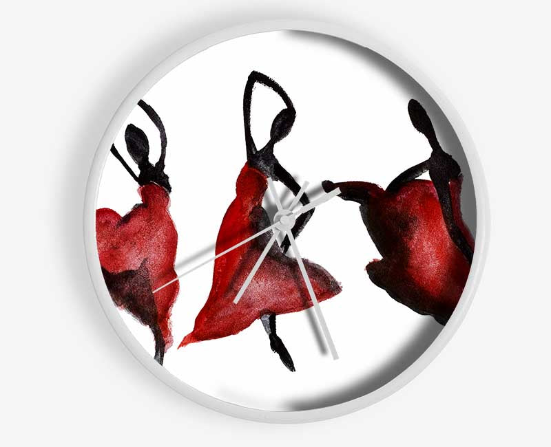 Red Ballarinas Clock - Wallart-Direct UK