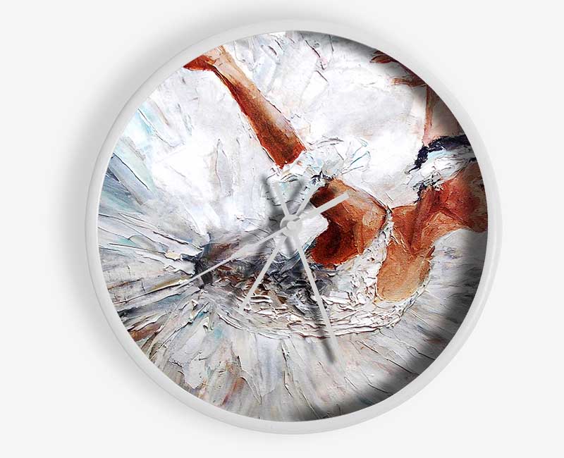 White Ballerina 2 Clock - Wallart-Direct UK