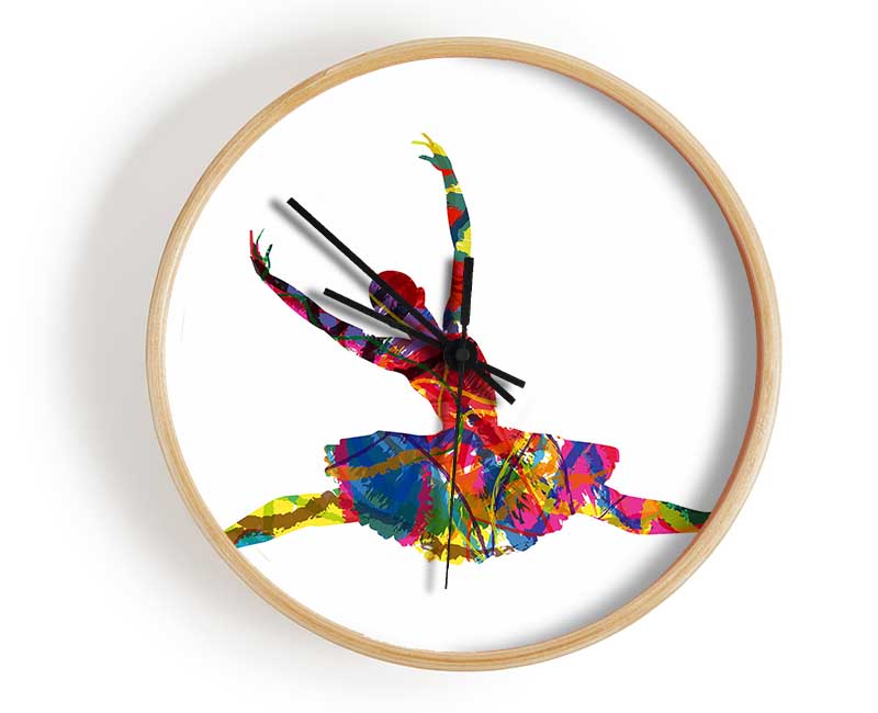 Rainbow Ballerina 2 Clock - Wallart-Direct UK