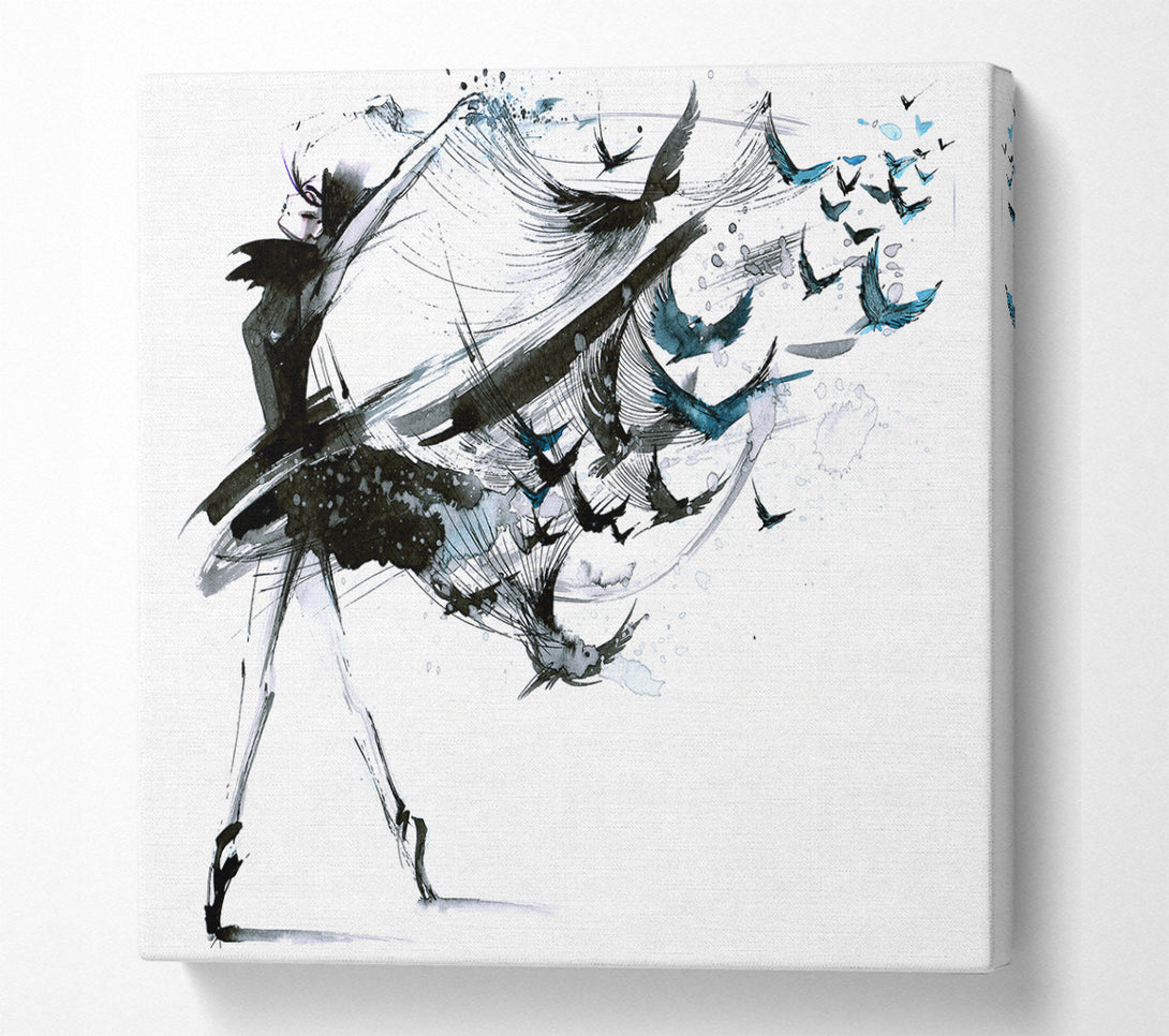 A Square Canvas Print Showing Black Ballerina Square Wall Art