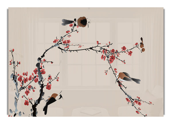 Chinese Cherry Blossom Birds